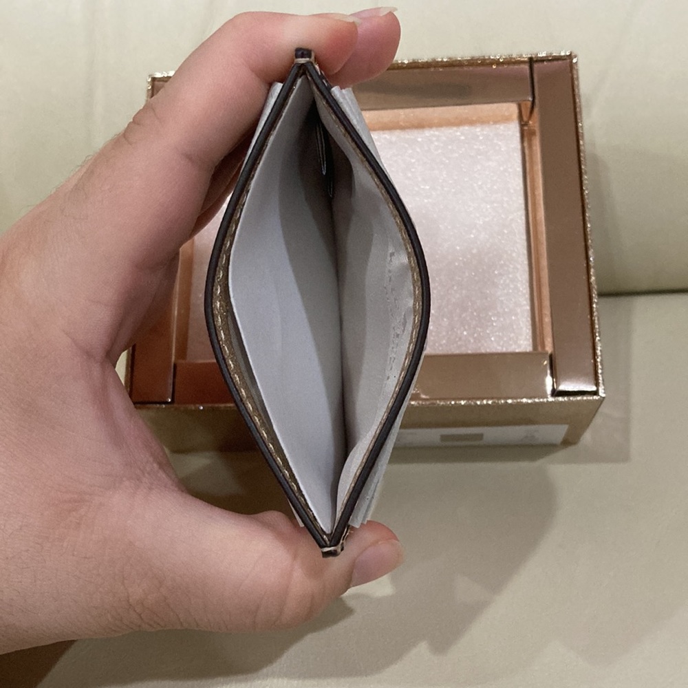 NWT Kate Spade Gold Sparkle Glitter Glimmer Boxed Small Slim Card Holder Wallet - Picture 7 of 15